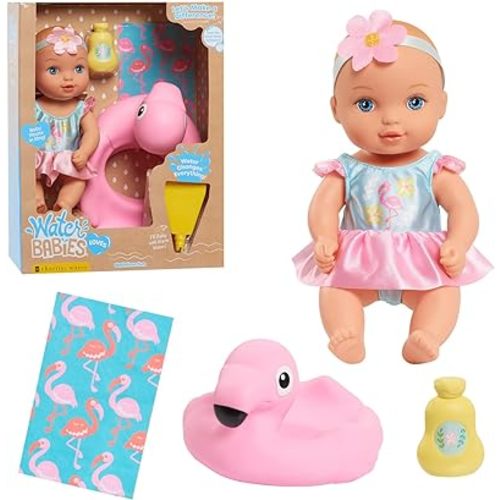 WaterBabies Doll Bathtime Fun Flamingo, Support a Partnership with charity: water, Water Filled Baby Doll, Kids Toys for Ages 3 Up by Just Play