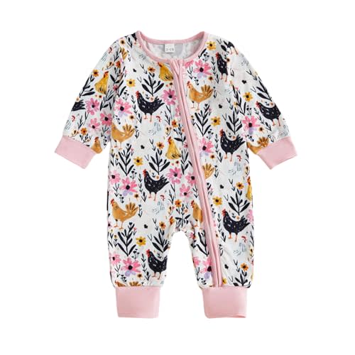 CREAIRY Newborn Baby Boy Girl Duck Deer Hunting/Chicken Farm Animal Outfit Long Sleeve Romper Jumpsuit Overalls Fall Clothes