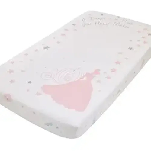 Disney Princess Enchanting Dreams White and Pink Cinderella A Dream is a Wish Your Heart Makes 100% Cotton Photo Op Nursery Fitted Crib Sheet