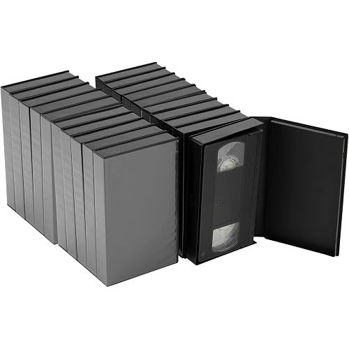 20 Pack VHS Tape Protector Case, Standard Black VHS Cases VHS Album Case with Outer Clear Sleeve, VHS Cassette Tape Storage Box Protective Sleeve for VHS Cassette Original Box