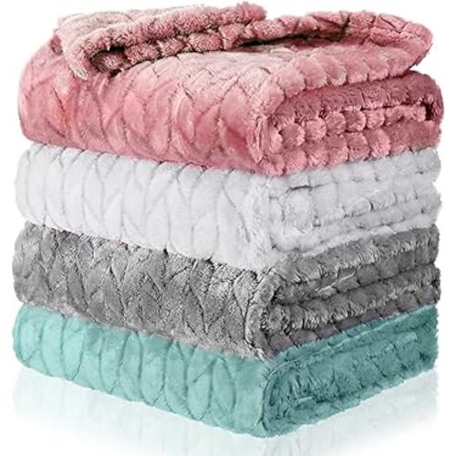 Frienda 4 Pcs Baby Fuzzy Blanket Fluffy Baby Blanket for Boys Girls Soft Warm Infant Newborn Toddler Receiving Nursery Bed Supplies, 32 x 24 Inch(Cute Color)