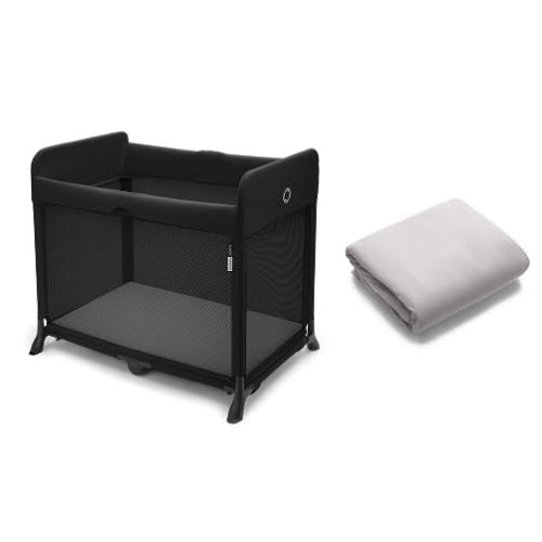 Bugaboo Stardust Playard + Fitted Sheet - Portable Indoor and Outdoor - 1 Second Unfold - Black