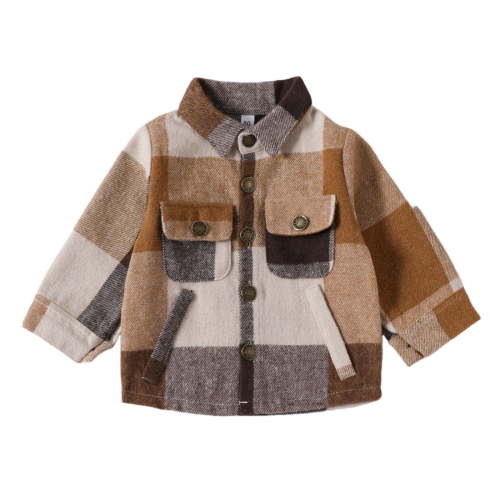 Staki Boys Winter Coats Boy's Hooded Denim Jacket Long Sleeve Single Jean Coats Outerwear(Brown,6-9 Months)