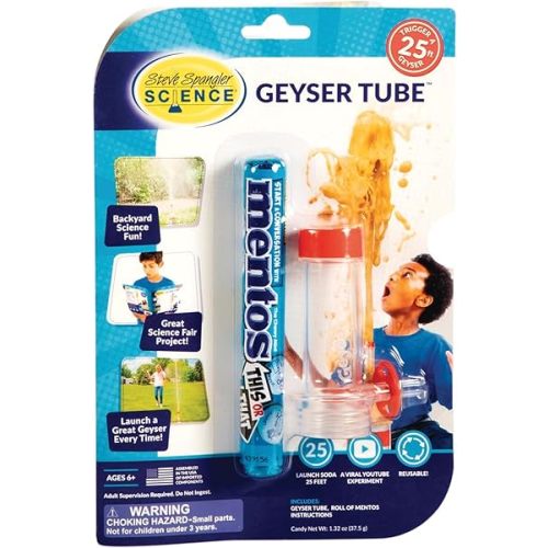 Steve Spangler Science Geyser Tube Experiment, Chemical Reactions Science Experiments for Kids, Amazing Geysers with Soda & Mentos Candy, School, Camp, Homeschool Science Kits, Incl: 1 Tube