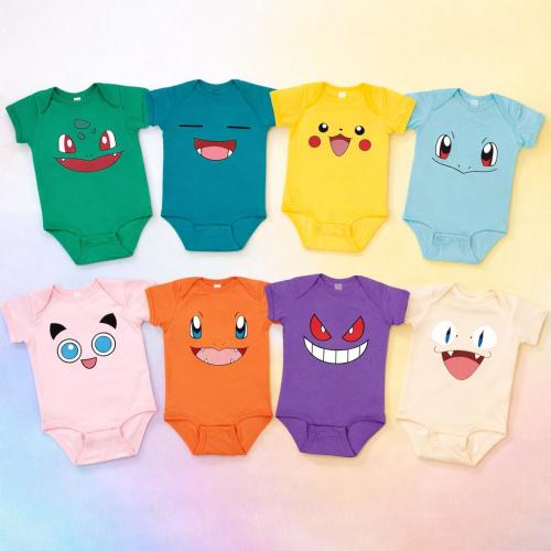 Funny PKM Baby Bodysuit, Poke Characters Onesie, Baby Pikachu Onesie Birthday Gift, Aesthetic Fashion Anime Clothing, Baby Shower Gift