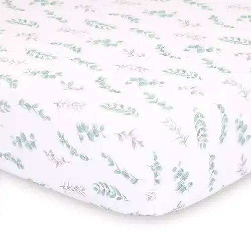 The Peanut Shell Farmhouse Floral Leaves Fitted Crib Sheet