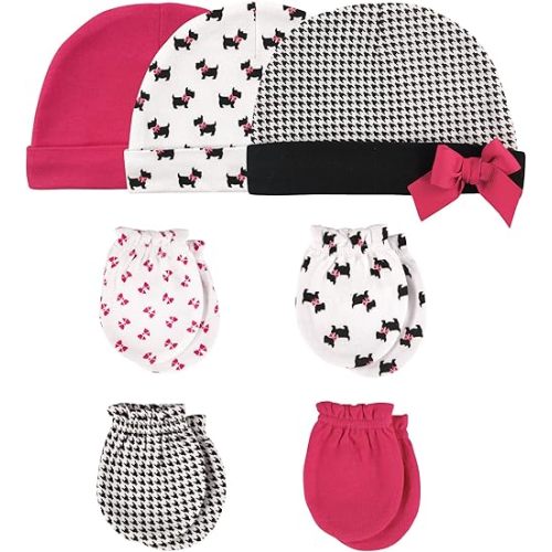 Hudson Baby Unisex Baby Cotton Cap and Scratch Mitten Set