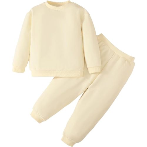 DEFAHN Toddler Baby Boy Girl Clothes Solid Tshirt Short/Long Sleeve Top Pants 2PCS Summer Baby Outfit Set Sweatsuit