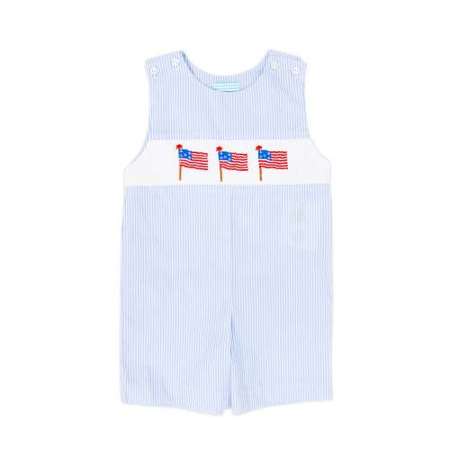 Flag Smocked Light Blue Stripe Jon Jon