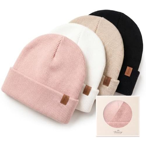 Konssy 4-Pack Baby Beanie Winter Hat for Newborn Infant Boy Girl 0-6 Months