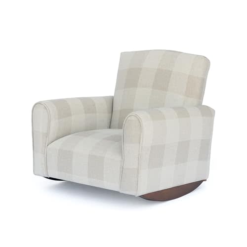 Kid Rocking Chair for Toddlers, Child Chair for Little Kids, Upholstered Toddler Armchair for Children, Comfy and Cute Little Kid Chairs (Rockers, Natural Check)