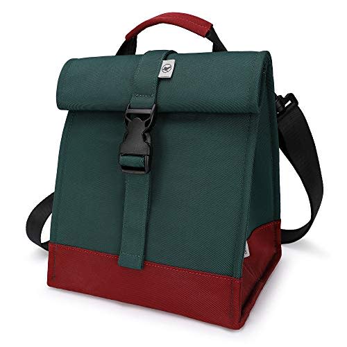 SUNNY BIRD Insulated Lunch Bag Rolltop Lunch Box (Green)