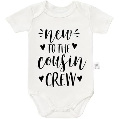 Funny New to the Cousin Crew Bodysuits, Unisex Newborn Clothes, Cotton Short Sleeve Jumpsuit Outfits 0-24 Months