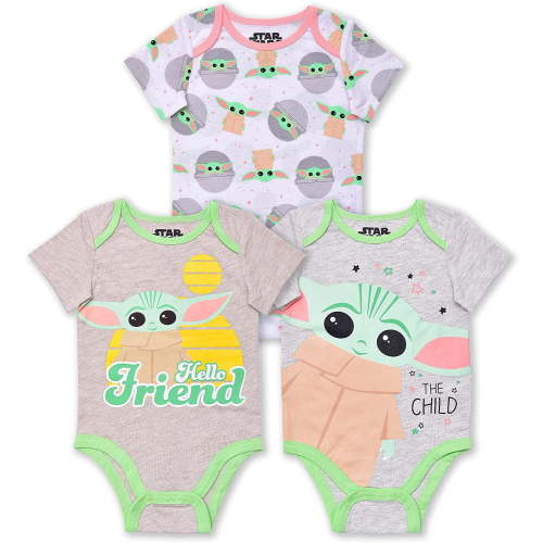 Baby Yoda Boys 3 Pack Character Onesie, Infant