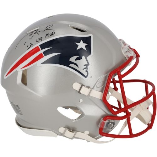 Tom Brady New England Patriots Autographed Fanatics Authentic Riddell Speed Authentic Helmet with "SB 49 MVP" Inscription