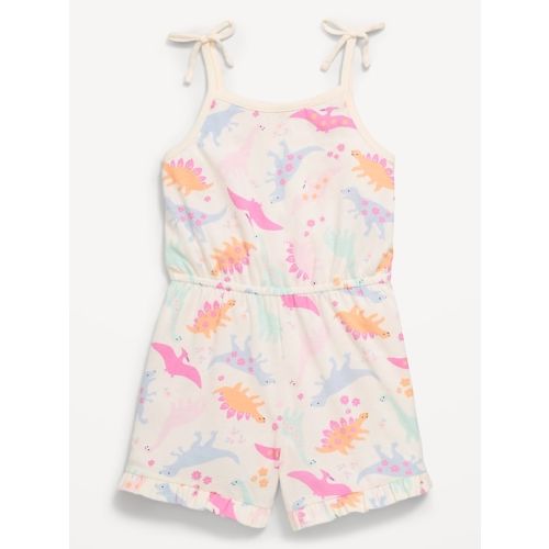 Printed Sleeveless Tie-Bow Romper for Toddler Girls