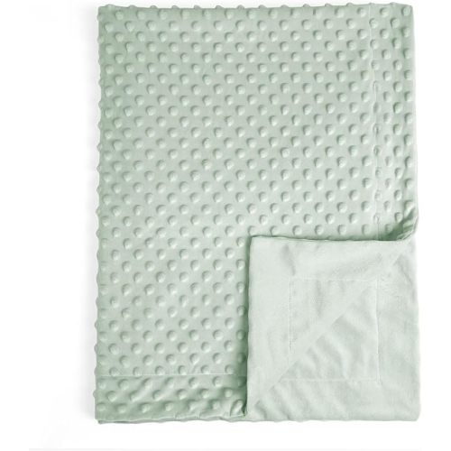david's kids Micro Fleece Minky Baby Blanket for Girls with Double Layer and Soothing Raised Dots, Breathable and Soft Lightweight Receiving Blanket for Newborns 30x40 Inches, Sage Green