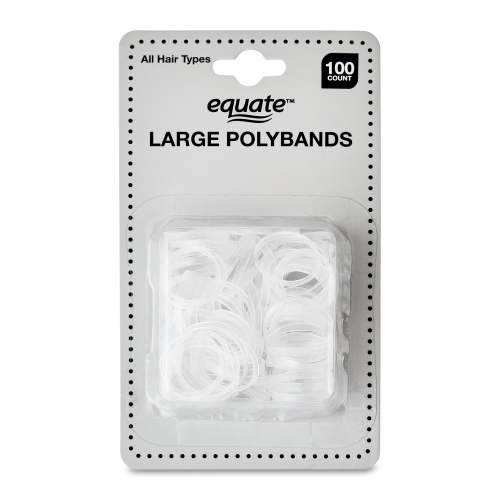 Equate Large Polyband Hair Ties, Clear, 100 Count
