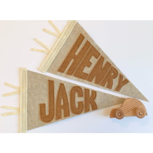 Block Name Pennant (Beige) | Flag Baby Pennant | Wall Decor | Name Sign | Name Banner | Monthly Photo | Newborn Gift | Kids Room or Nursery