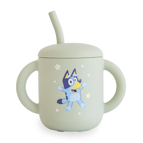 mushie x Bluey 100% Silicone Training Cup & Straw for Toddlers | 6 Months+ (Bluey Sage)