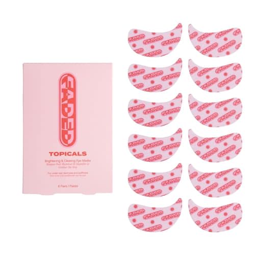 Topicals, Faded Brightening Under Eye Masks, Depuffs & Brightens, Set of 6 | Patches Hydrate & Cool, Reduce Dark Circles & Fine Lines, Kojic Acid, Caffeine, Niacinamide