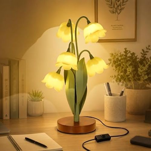 Flower Table Lamp for Bedroom, LED Cute Reading Light
