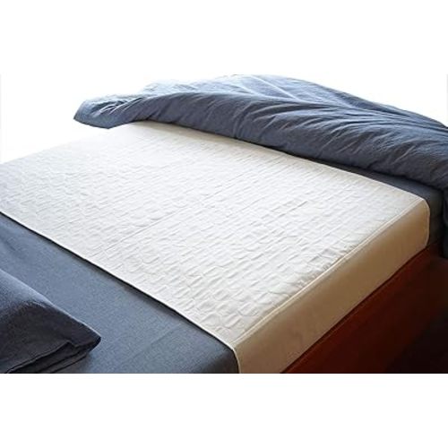 Careboree Pack of 2 Cotton Top-Layer Reusable Tuckable Underpads Incontinence Bed Pads Queen 34"X60" Washable 21" Wings