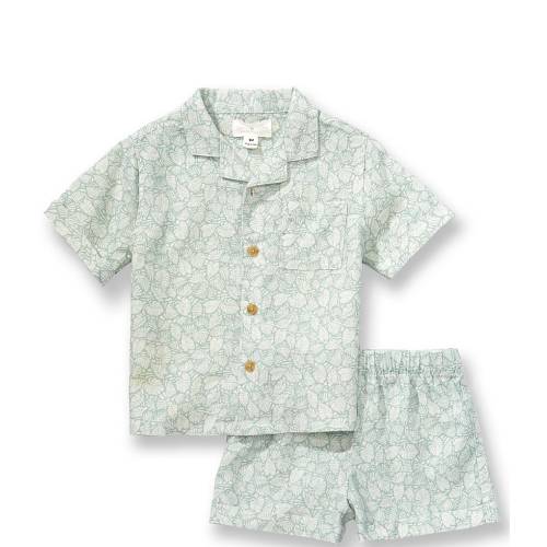 Scene&Heard Baby Boys Woven Leaf Print Short Sleeve Camp Shirt & Matching Pull-On Shorts Set