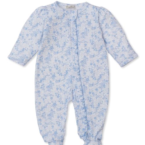 Old English Roses Blue Zip Footie