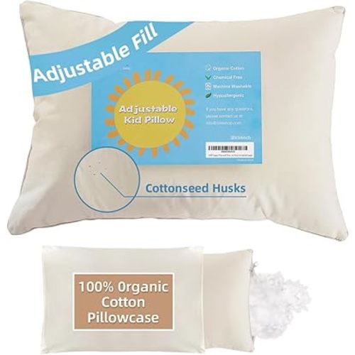 LOFE Organic Pillow with Pillowcase - 20x36 King Size Pillow with 100% Organic Cotton Shell, Adjustable Loft Organic King Plilow, Machine Washable, Soft, Perfect for Adults&Couples