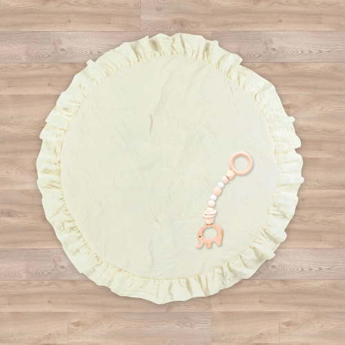 Lush Decor Baby Round Ruffle Baby Playmat for Crawling Set, Off-White