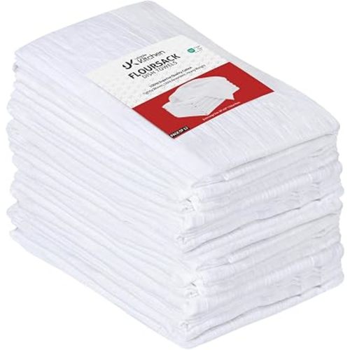 Utopia Kitchen White Flour Sack Towels [12 Pack - 28 x 28 Inch] 100% Cotton