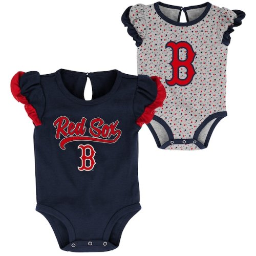Boston Red Sox Girls Newborn Scream & Shout Two-Pack Bodysuit Set - Navy/Heathered Gray
