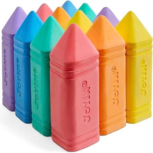 JOYIN 12 PCS Jumbo Sidewalk Chalk with 6 Colors, Washable Sidewalk Chalk for Kids, Non-Toxic School Supplies, Outdoor Games, Playground Accessories