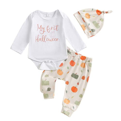 Dezsed Newborn Baby Girl Boy Halloween Clothes Cute Long Sleeve Romper Pants Infant Fall Winter Outfits 2Pcs White 3-6 Months