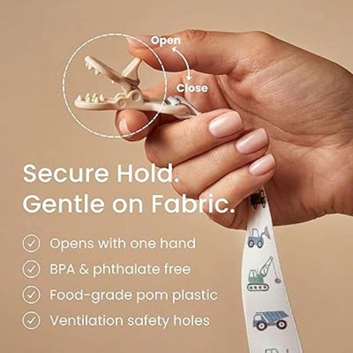Stadela Baby Pacifier Clip Holder - Girl or Boy Unisex 4 Pack Gift Set – Farm Animals Barn and Tractors Neutral