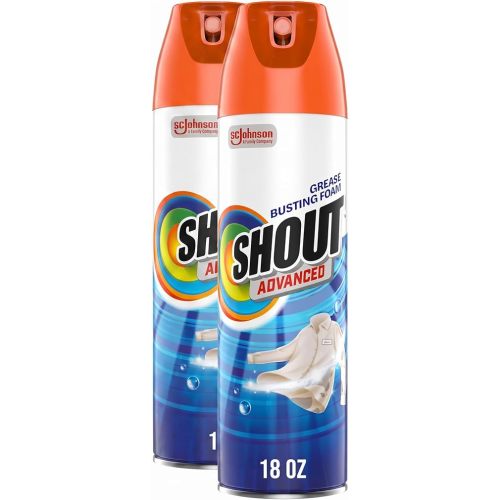 Shout Advanced Stain Remover, Foaming | Grease and Oil | 18 oz | Pack of 2