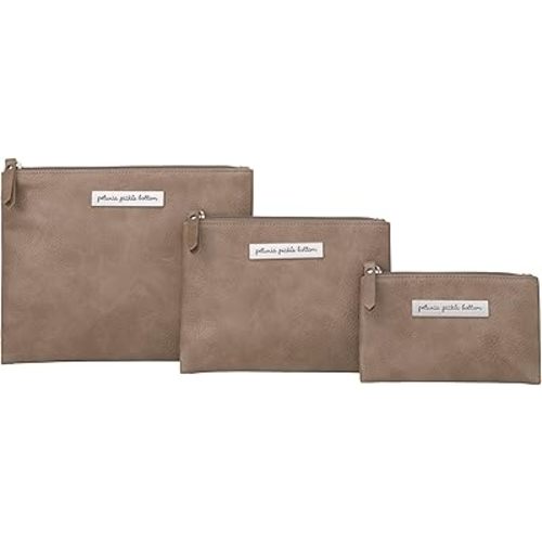 Petunia Pickle Bottom Organizer Trio, Zip-Close Pouches, 3 Sizes, For Diaper Bag, Stroller, Travel Bag, Carry Alone, Mink