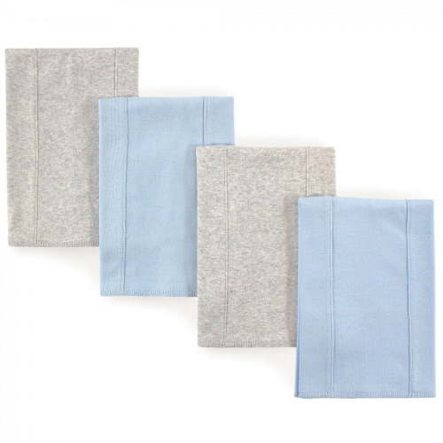 Touched by Nature Baby Boy Organic Cotton Burp Cloths 4pk, Blue Gray, One Size