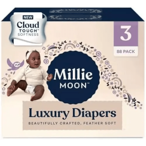 Millie Moon Luxury Diapers - (Size 3 and 88 Count), White