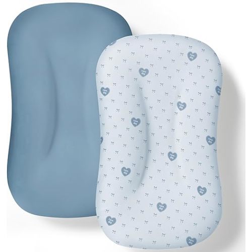Baby Lounger Cover 2 Pack - Silky Soft and Breathable Infant Lounger Cover, Newborn Lounger Slipcover for Baby Boys Girls, Fits Cpzzkq & Most Loungers, Cover Only, GrayishBlue