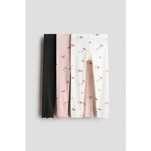 3-PACK RIBBED COTTON LEGGINGS