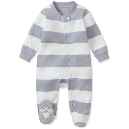 Burt's Bees Pajamas Sleep and Play, 0-3 Mo, Ice Flow Rugby Stripe