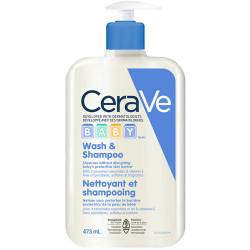 CeraVe Baby Wash & Shampoo, Tear-Free Baby Body Wash with Ceramides and Vitamin E, 473mL