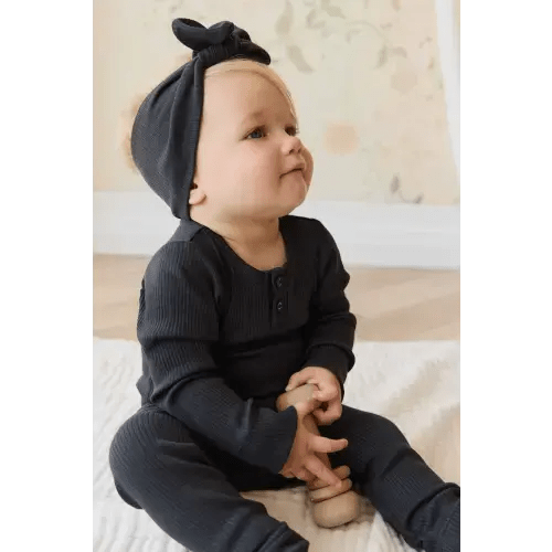 Organic Cotton Modal Long Sleeve Bodysuit - Ebony – Jamie Kay USA
