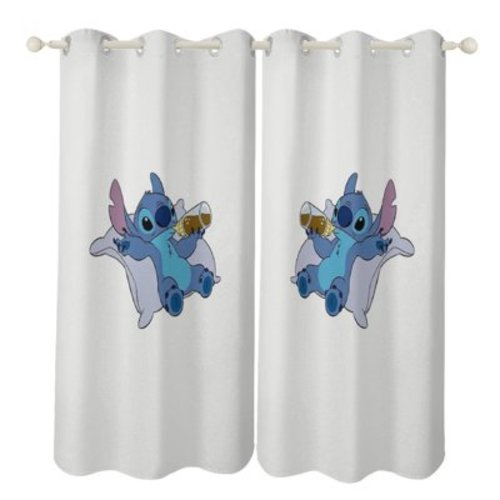 Stitch Drinking from Bottle Curtains for Kids,Cartoon BlackOut Curtain for Boy Girls Bedroom Nursery,Cute Room Darkening Window Curtains Decorative,52 X 72,2 Panels(90% Blackout)