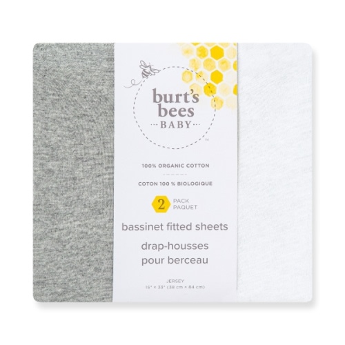 Solid Organic Cotton BEESNUG® Fitted Bassinet Sheet 2 Pack