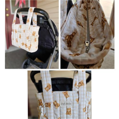 Handmade Quilted Stroller Bag Organizer • Caddy (Universal Fit)