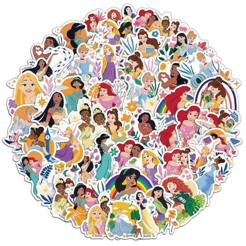 100Pcs Princess Stickers Animation Classic Cartoon Anime Stickers for Laptops, Computers, Water Bottles