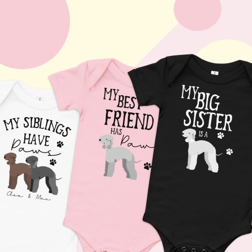 Custom Bedlington  Baby short sleeve one piece